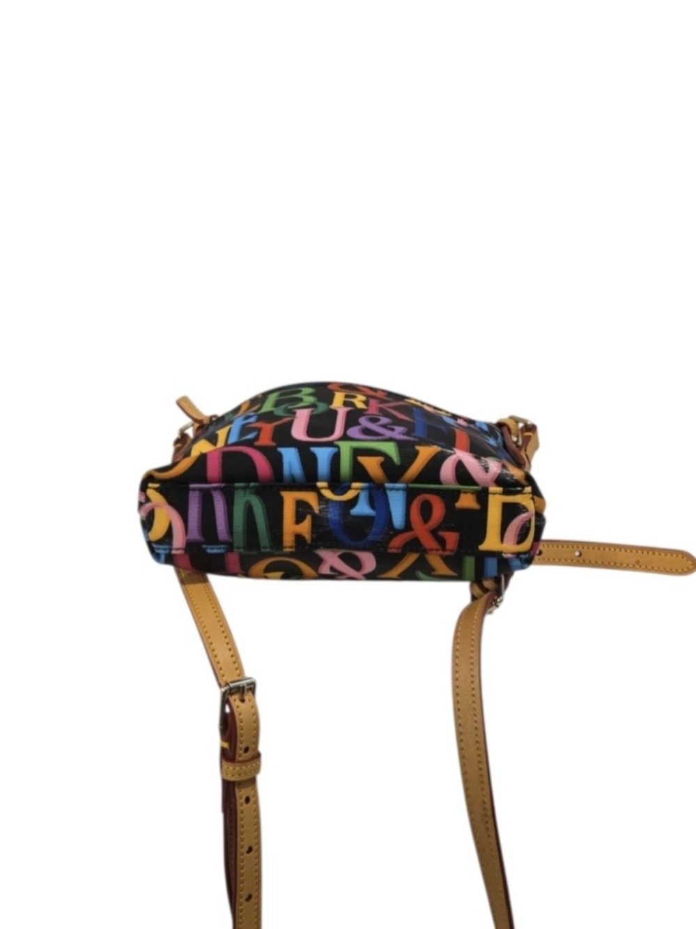 Dooney & Bourke Vintage/Y2K Multicolor Signature Crossbody Bag with Tan Strap - Picture 3 of 14